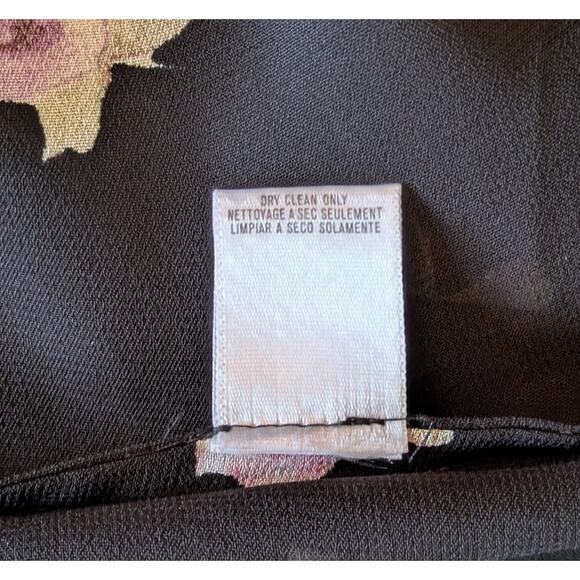 August Max Woman Vintage Sheer Open Blouse Size X Black Pink Floral Rose Lace - Picture 10 of 10